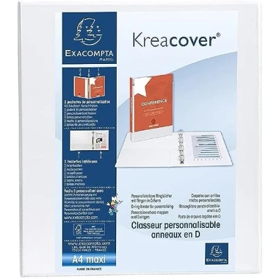 Afbeelding van Exacompta Personaliseerbare Ringmap Kreacover 4 Ringen Van 50 Mm, Rug 7 Cm, Wit