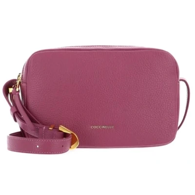Afbeelding van Coccinelle Leren Schoudertas Gleen Handbag Grained Leather Pulp Pink Paars