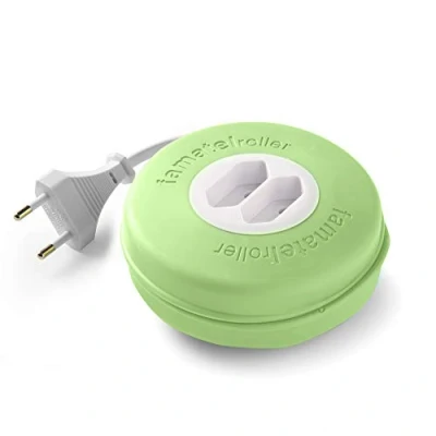 Afbeelding van FAMATEL Roller, oprolbaar met 2 stopcontacten, 3 meter, siliconen, kinderbeveiliging, zeer flexibel en duurzaam, groen