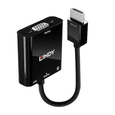 Afbeelding van Lindy 38285 video kabel adapter 0,1 m HDMI Type A (Standaard) VGA (D Sub) Zwart