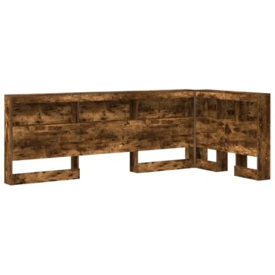 Afbeelding van vidaXL Opberghoofdbord met plank hoofdeinde opslag Gerookt eiken 80 cm Bewerkt hout
