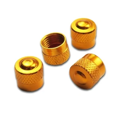 Afbeelding van Reatowrol Pitlane Performance® aluminium klepkappen, set van 4, klepbeschermers autobanden, Schrader voor auto, SUV, motorfiets, fiets (goud, racen)