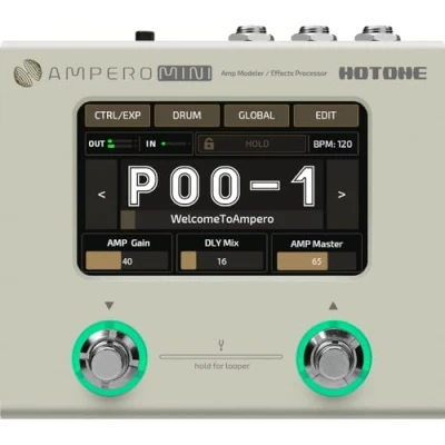 Afbeelding van Hotone gitaar bas multi effecten processor touchscreen ampp modellering IR cabinets simulatie taal stereo OTG USB audio interface Ampero Mini (Vanilla)