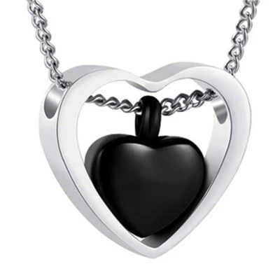 Afbeelding van Luxe Hart Ashanger Met Ketting Zwart Assieraad As Gedenksieraad Urn Incl. vuller