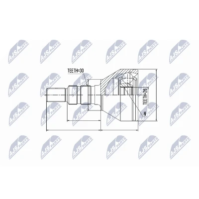 Afbeelding van Homokineet reparatie set, aandrijfas NTY NPZ PL 028