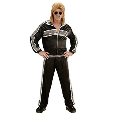 Afbeelding van Widmann Aso &amp; Biker New Kids Kostuum Zwart Fout Retro Trainingspak Man Small Carnavalskleding Verkleedkleding