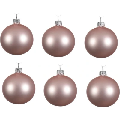 Afbeelding van Decoris Kerstballen 6 stuks lichtroze mat glas 8 cm