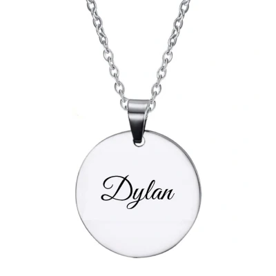 Afbeelding van Ketting RVS Met Naam Gravering Dylan Zilver Rond