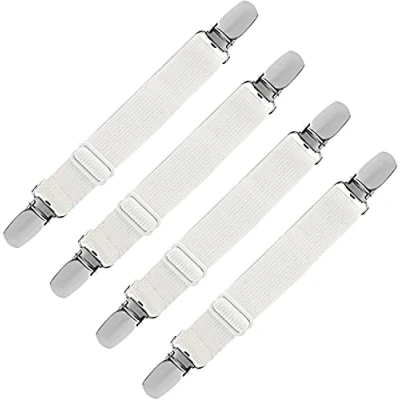 Afbeelding van LIHAO 4 stuks strijkplankspanners, verstelbare bedlakenspanners, wit