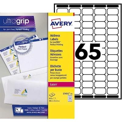 Afbeelding van Avery l7651 15 975 MINI LABELS Laser Printer Etiketten 38,1 x 21,2 MM Wit