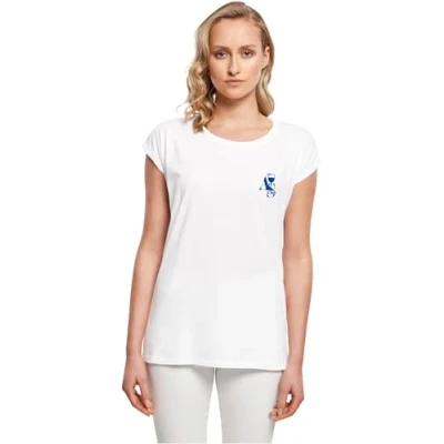 Afbeelding van Mister Tee CLUB Extended Shoulder Tshirt print, Dames, Maat: Small, White