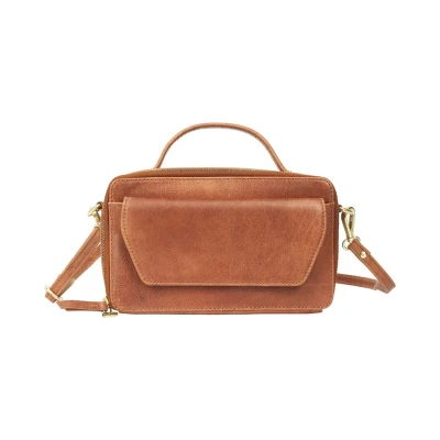 Afbeelding van MÔSZ Naomi Crossbody Plain Studs cognac Damestas