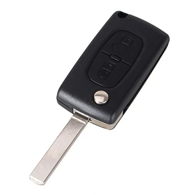 Afbeelding van PHONILLICO Sleutelhoes voor Peugeot 207 307 308 3008 5008 807 Expert Partner C2 C3 C4 C8 Berlingo Jumpy CE0536 2 toetsen Model met batterij Plip sleuf afstandsbediening