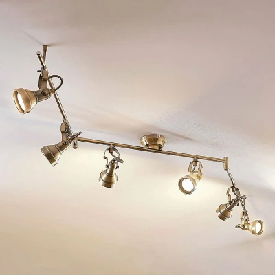 Afbeelding van Lindby plafondlamp 6 lichts metaal H: 18 cm GU10 oud messing