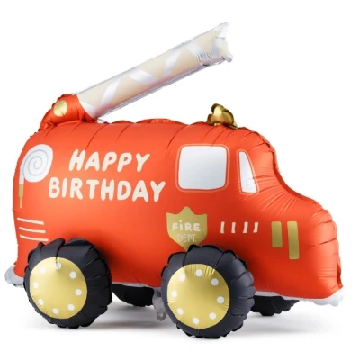 Afbeelding van Staande folieballon Happy Birthday brandweerauto, 67 x 53cm