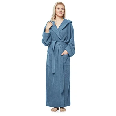 Afbeelding van Arus Pandora Damesbadjas met capuchon, Dames Maat: L lang, Unisex XL Grijsblauw