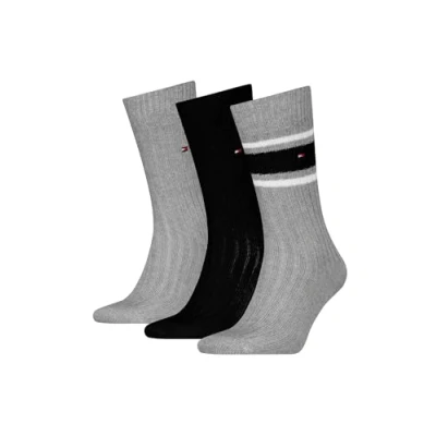 Afbeelding van Tommy Hilfiger heren Sokken met logo in 3 pack de kleur Grijsmele, maat: 39/42