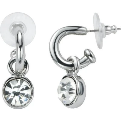 Afbeelding van Behave Oorbel steker metaal 25mm, bewerkt met kristal steen 8mm lengte