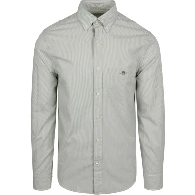 Afbeelding van Gant Poplin Banker Overhemd Streep Groen Maat M Heren Overhemden Casual