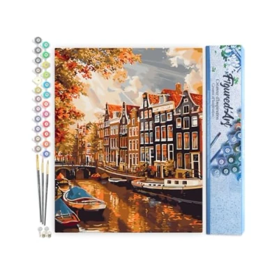 Afbeelding van Figured&#039;Art Schilderen op Nummer Volwassenen canvas Zonneschijn in Amsterdam Handwerk acrylverf Kit DIY Compleet 40x50cm zonder frame