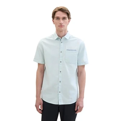 Afbeelding van TOM TAILOR heren overhemd, 35405 turquoise kleine structuur, M