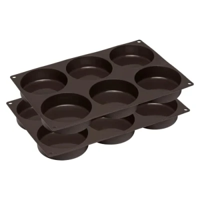 Afbeelding van Lurch FlexiForm Burger Buns 585086 Set van 2/2 bakvormen siliconen voor 8,5 cm Pattys, bruin