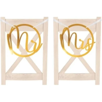Afbeelding van Amscan Just Married Stoeldecoratie MR and MRS