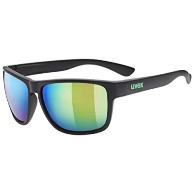 Afbeelding van uvex LGL 36 CV zonnebril voor dames en heren contrastverhogend &amp; gespiegeld filtercategorie 3 black matt/green one size