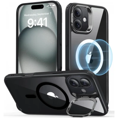 Afbeelding van ESR Hoesje Geschikt voor Apple iPhone 16 Classic Hybrid HaloLock Compatibel met MagSafe en Back Cover Standaard Camera Kickstand Transparant Zwart