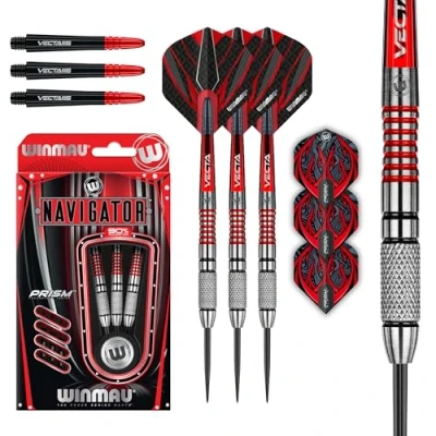 Afbeelding van WINMAU Darts Navigator Series 21g 90% Wolfraam Stalen punt Dartset met Dartvluchten en dartpijlen stengels