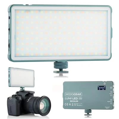 Afbeelding van MOJOGEAR Lumi Bicolor LED lamp Medium 12 Watt Stevig metaal 4.000 mAh batterij Wit/geel licht Krachtige voor camera / studio video Grijs