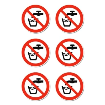 Afbeelding van Geen drinkwater, verbodsteken: P005 DIN EN ISO 7010 / ASR A1.3 stickers: Ø 5 cm, 6 stuks