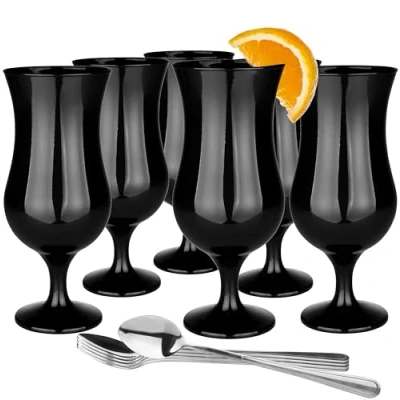 Afbeelding van Glasmark KROSNO, 420ml, Set van 6 stuks, Cocktailglazen, Pina Colada glas, Longdrinkglazen, Partyglazen, Milkshake Hoogglans Drinkglas, lepel inbegrepen