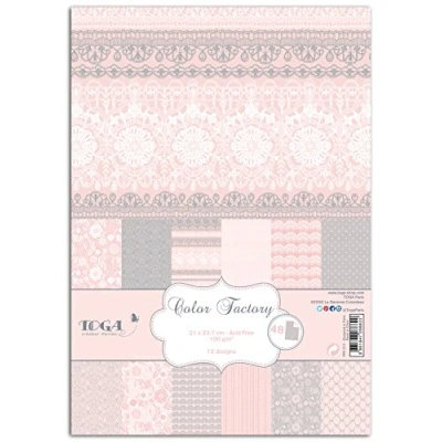 Afbeelding van Toga PPK001 Geboortepakket van 48 bedrukte vellen papier, veelkleurig, Dentelle, 21 x 29,7 0,1 cm