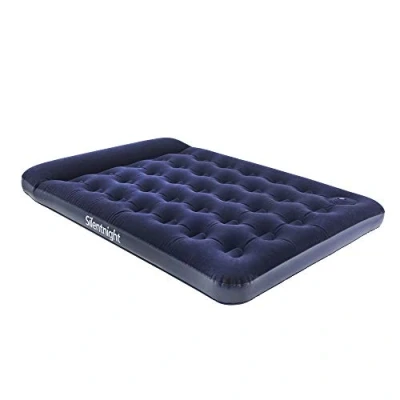 Afbeelding van Silentnight Dubbel luchtbed met ingebouwde voetpomp opblaasbaar opklapbaar diep premium campingmatras voor binnen en buiten balkconstructie ingebouwd kussen 191 x 137 28 cm, blauw