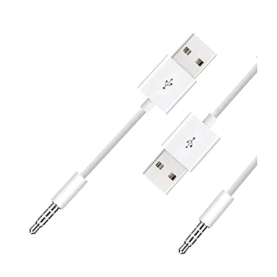 Afbeelding van voor iPod shuffle kabel, 3,5 mm jack plug naar USB oplader + SYNC gegevensvervangingskabel compatibel 3e 4e 5e 6e generatie MP3/MP4 wit