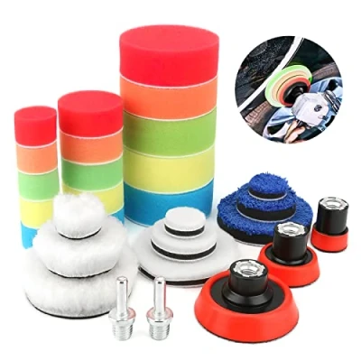 Afbeelding van Bestcool Polijstpads voor Boren, 29 stuks Sponswol Polijsten Waxing Kit Auto Polijstmachines, Polijstspons Pads met 2 M14 Booradapters Polijsten, Schuren, Waxen