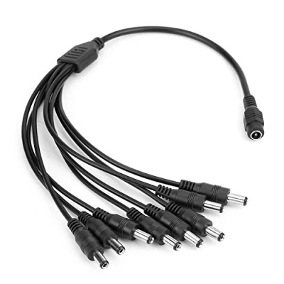 Afbeelding van Camera kabelsplitter, DC, 1 bus op 8 stekkers, splitterkabel, 5,5 x 2,1 mm, Y adapter voor CCTV beveiligingscamera&#039;s en ledstrips.