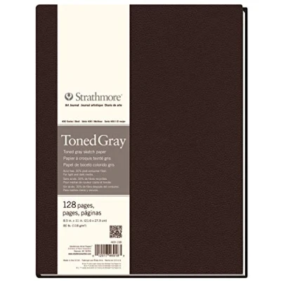 Afbeelding van Strathmore 469 108 gebonden kunstdagboek, 128 pagina&#039;s, grijs, 22 x 28 cm