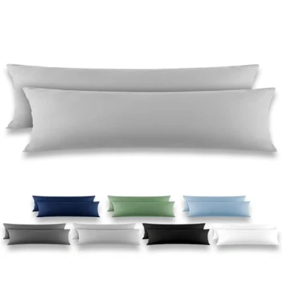 Afbeelding van REDKEY Zijslaapkussen, overtrek 40 x 145 cm, set van 2, hoofdkussenslopen microvezel, kussensloop voor kussens, kussenslopen met lipsluiting, lichtgrijs