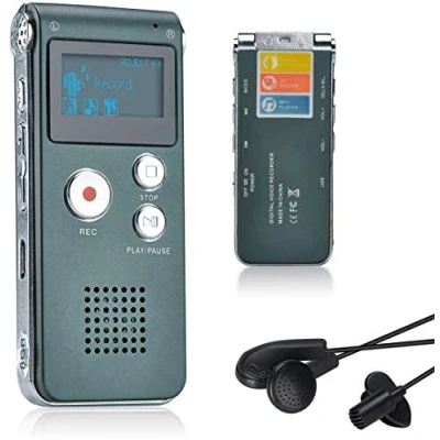 Afbeelding van Lychee 8 GB LCD scherm, digitaal dicteerapparaat, opnameapparaat, spraakopname, audiorecorder, voicerecorder voor studie, conferenties en interviews, MP3 speler (grijs)