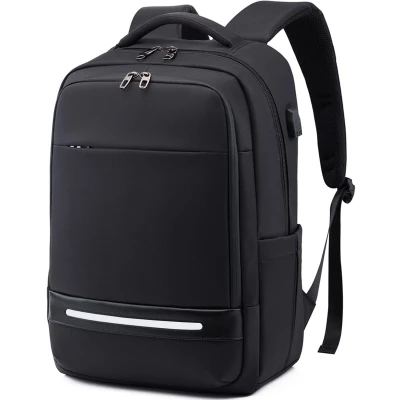 Afbeelding van Laptoprugzak, 17 inch, grote capaciteit, heren, waterdicht, diefstalbeveiliging, rugzak voor laptop, met USB oplaadaansluiting, functionele reizen, zaken, college, dames, zwart