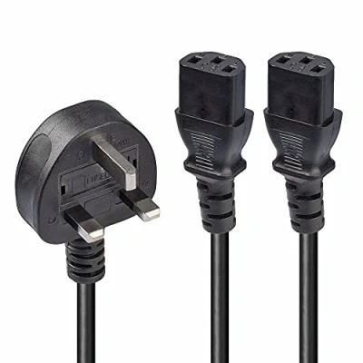 Afbeelding van Lindy IEC voedingskabel UK 3 pin naar 2 x C13 Y (2.50 m), Stroomkabel