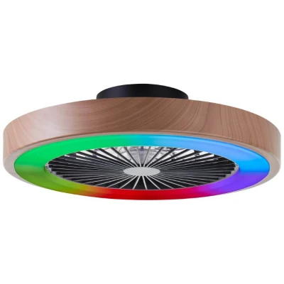 Afbeelding van Brilliant Slimline Plafondventilator met verlichting LED 40W 3000K 6500K Dimbaar Zwart Houtstructuur rand Zeer stil