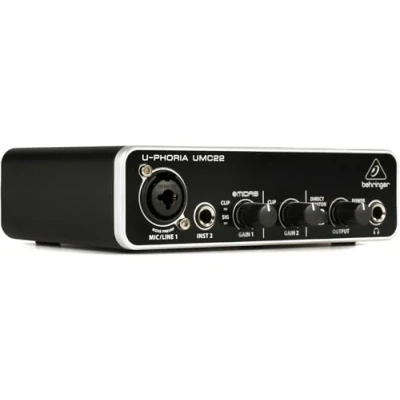 Afbeelding van Behringer UMC22 audiofiele 2x2 USB audio interface met Midas microfoonvoorversterker