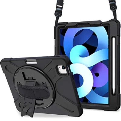 Afbeelding van ProCase Hoes voor iPad Air 5 10,9&quot; 2022 / 4 2020 Pro 11&quot; 2020/2018, Heavy Duty Rugged Case Shockproof Hoesje Beschermhoes Cover met Schouderriem en 360 Draaibare Standaard Zwart