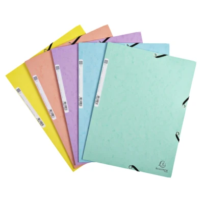 Afbeelding van Exacompta Aquarel elastomap uit glanskarton, ft A4, met 3 kleppen en elastiek, in geassorteerde kleuren