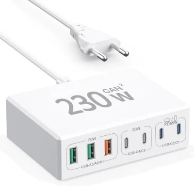 Afbeelding van Multiple USB oplader 180W, C Netzteil, PD oplader, Snellader Meerdere opladers Compatibel met MacBook/iPhone 12/13/14/15/Samsung S24/S23/S22/Google/Tablets en Mobiele telefoons (Wit)
