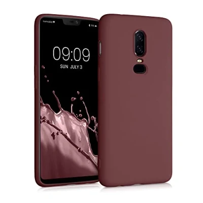 Afbeelding van kwmobile telefoonhoesje geschikt voor OnePlus 6 Hoesje met siliconen coating Smartphone case in rabarber rood