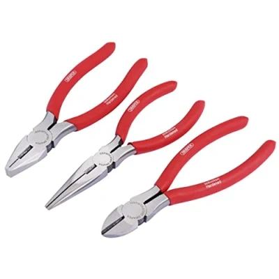 Afbeelding van Draper Redline 3 delige 160 mm tangenset met PVC gedompelde handgrepen, voor thuis en professioneel gebruik
